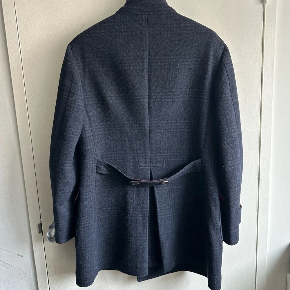 Brunello Cucinelli Double-Breasted Wool Navy Military Coat EU50/US40